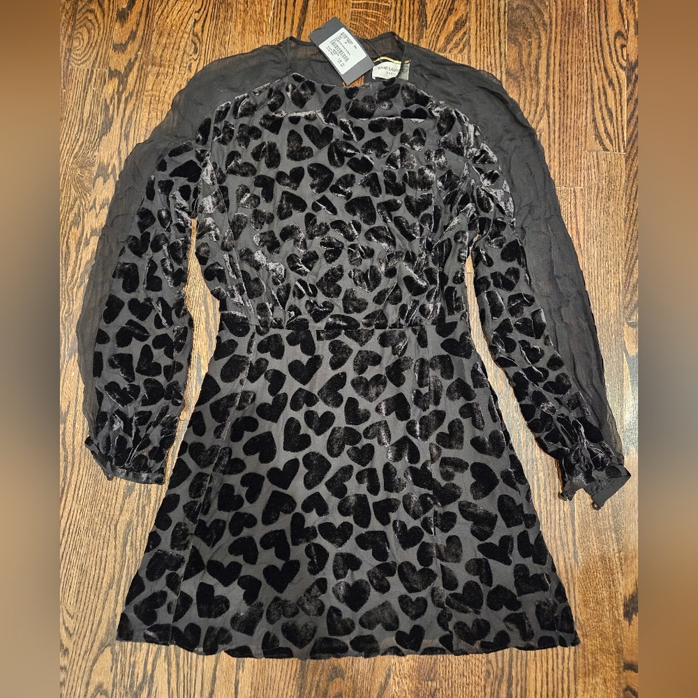 NWT Saint Laurent Velvet Heart Mini Dress